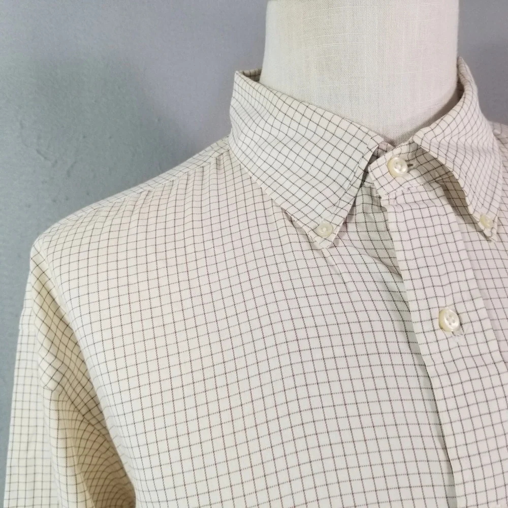 Ralph Lauren shirt men's XL extra large 17.5 Yarmouth beige check long sleeve
